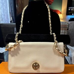 Pre owned Tory Burch Cream Crossbody Bag with Gold Chain